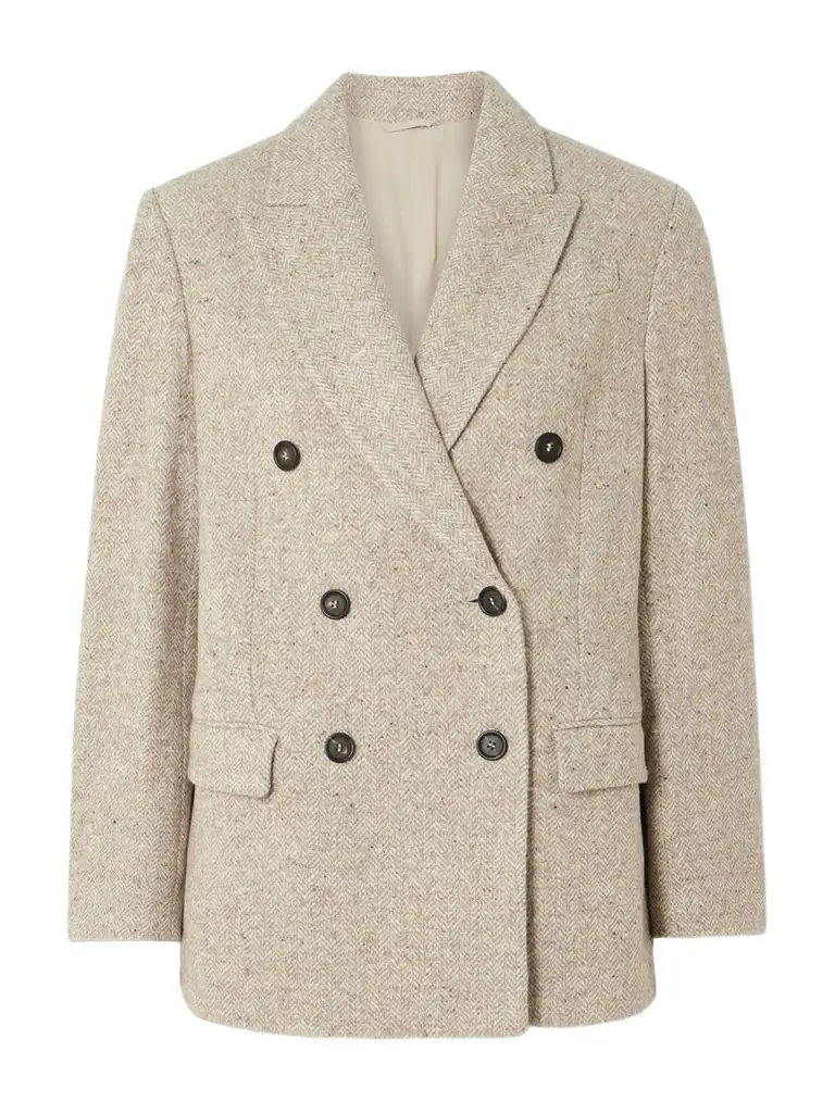 Brunello Cucinelli Double-breasted Wool And Silk-blend Tweed Blazer