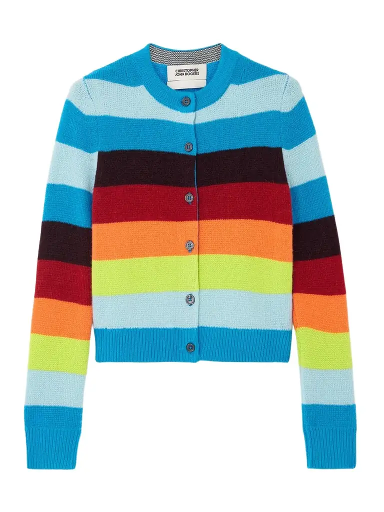 Christopher John Rogers Striped Knitted Cardigan