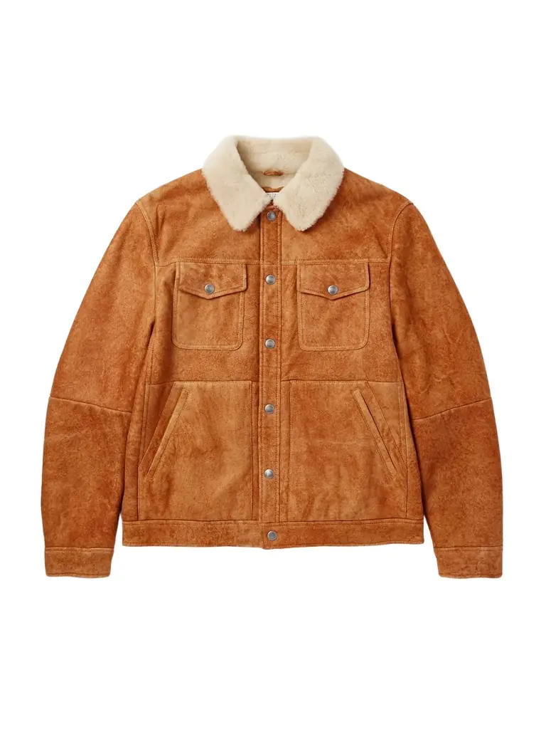 Brunello Cucinelli Shearling-Trimmed Suede Trucker Jacket - Men