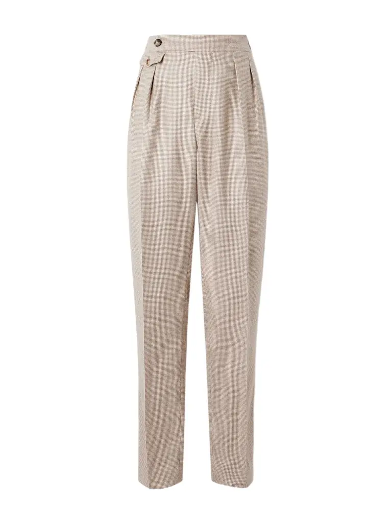 Brunello Cucinelli Straight-Leg Pleated Puppytooth Cashmere and Silk-Blend Suit Trousers - Men
