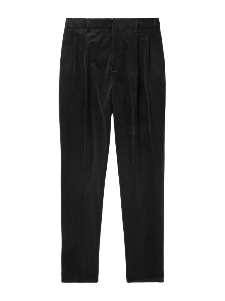 Brunello Cucinelli Tapered Pleated Stretch Cotton and Cashmere-Blend Corduroy Trousers - Men