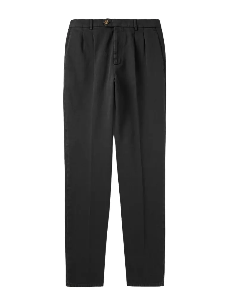 Brunello Cucinelli Straight-Leg Pleated Cotton-Corduroy Trousers - Men