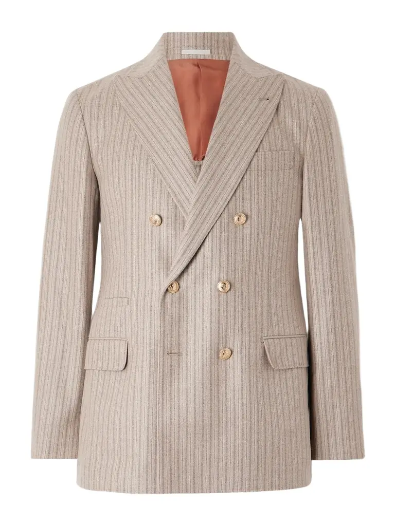 Brunello Cucinelli Striped Cashmere and Silk-Blend Suit Jacket - Men
