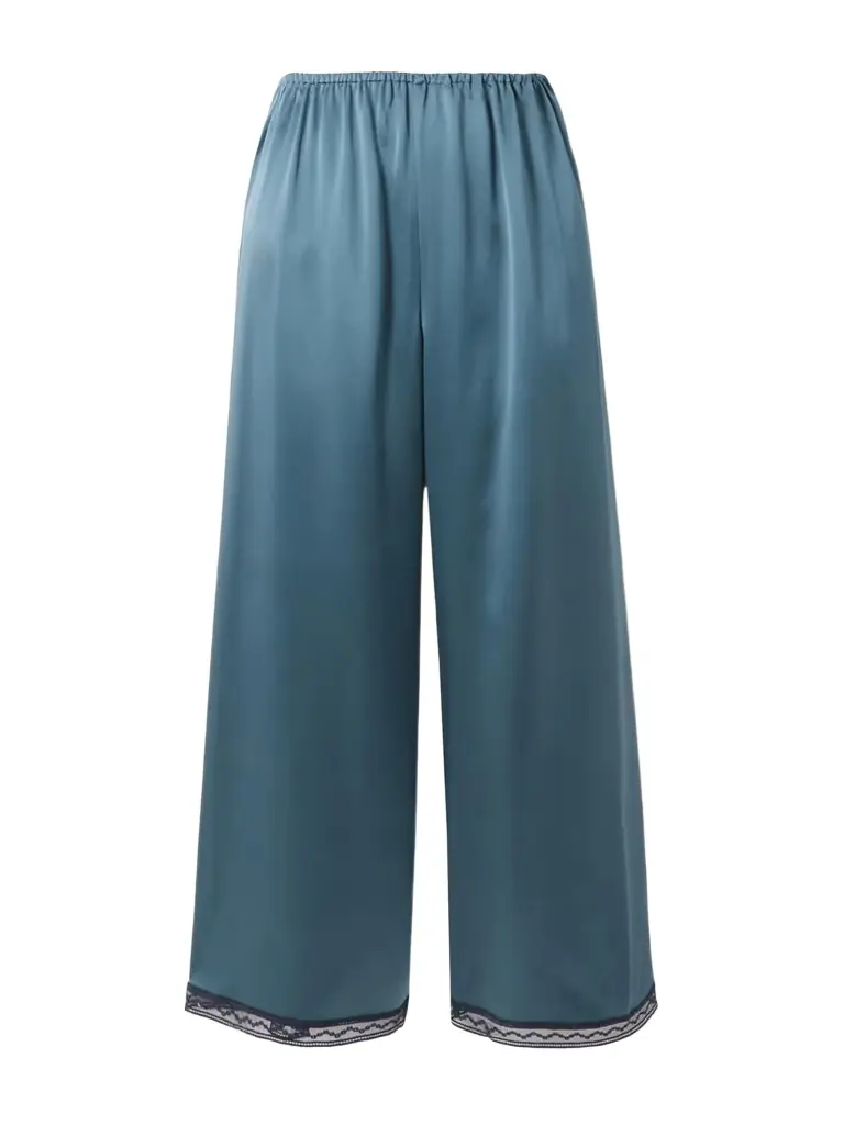 Eres Parfois Lace-trimmed Silk-satin Pajama Pants