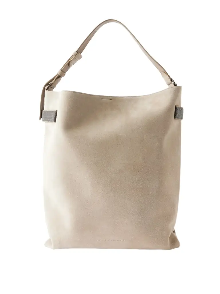 Brunello Cucinelli Bead-embellished Suede Shoulder Bag