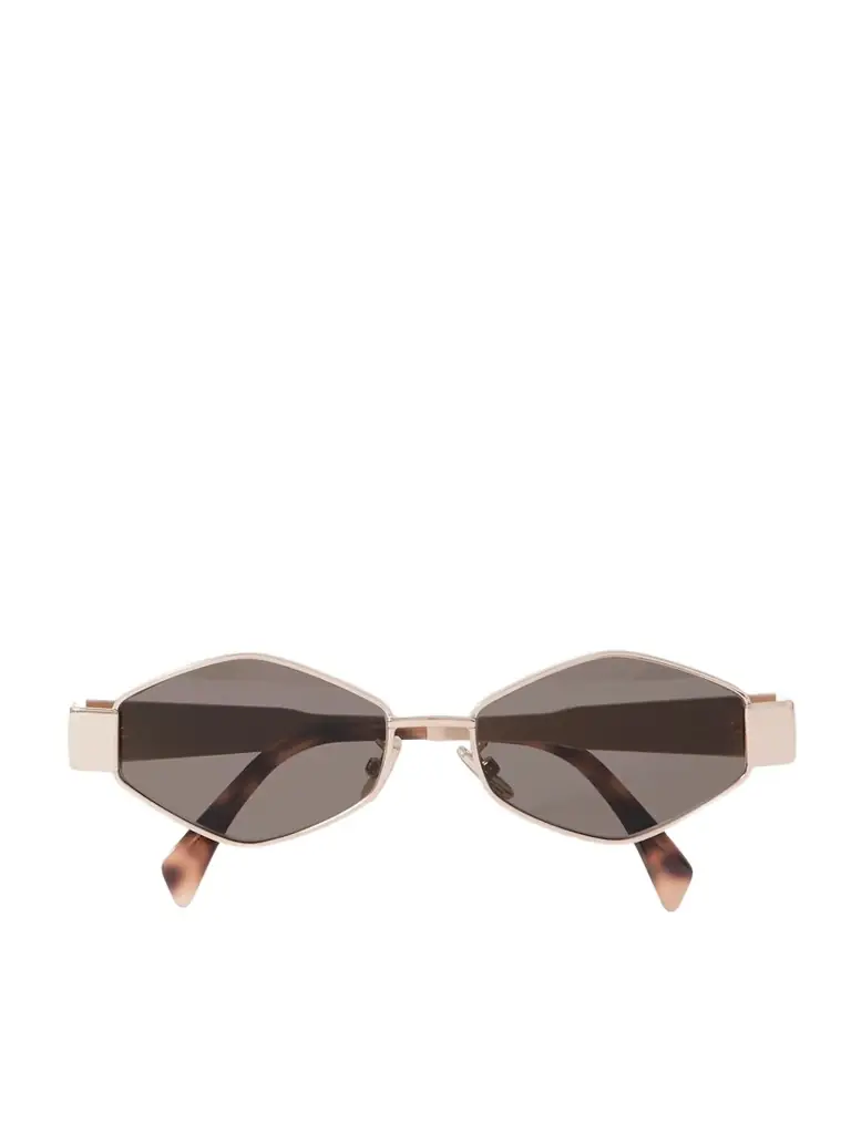 CELINE Eyewear Triomphe Hexagon-frame Gold-tone Sunglasses