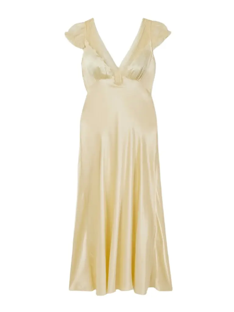 DÔEN Corelia Tulle-trimmed Silk-satin Midi Dress
