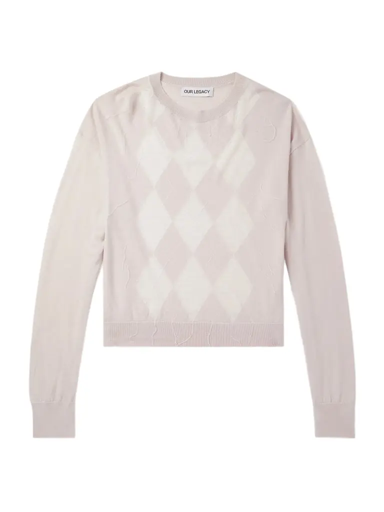 Our Legacy Sonar Distressed Argyle-Jacquard Wool Sweater - Men