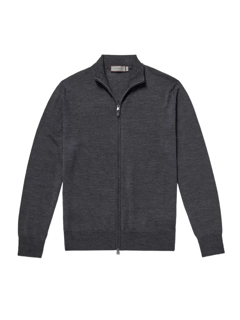 Canali Wool Zip-Up Cardigan - Men