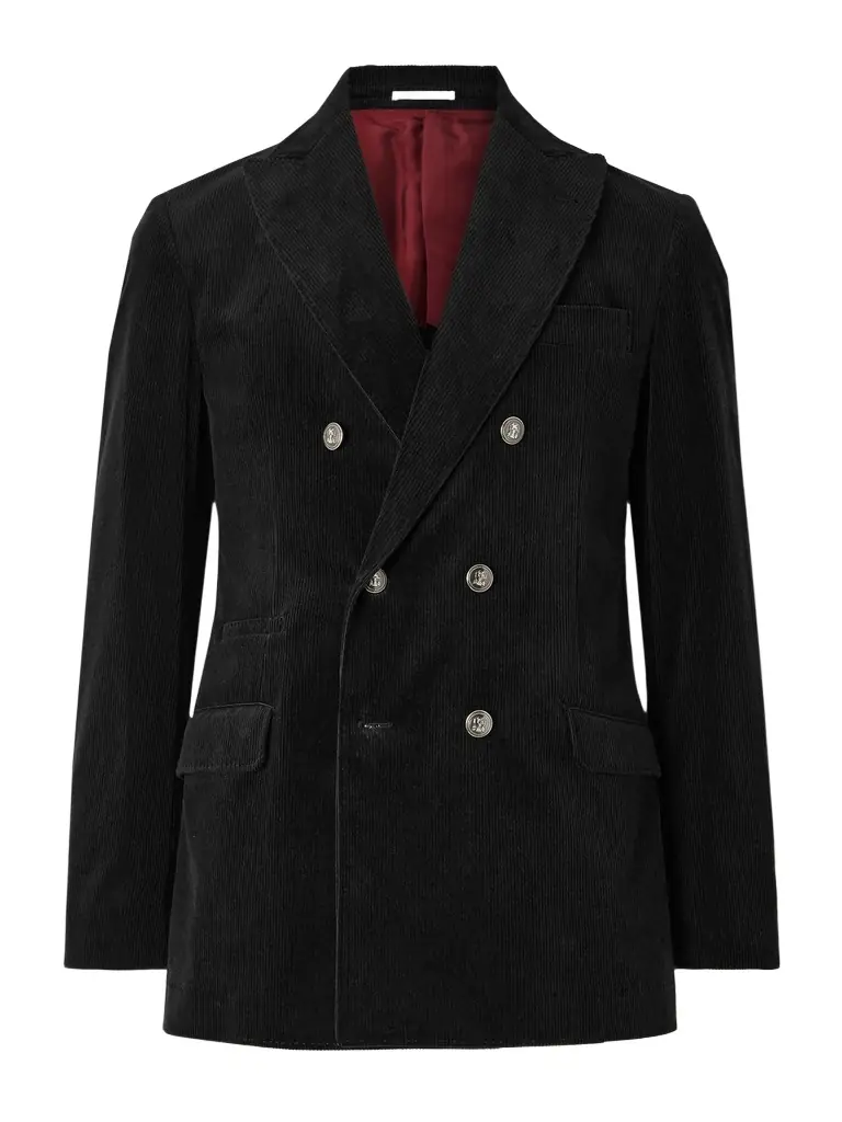 Brunello Cucinelli Double-Breasted Cotton-Blend Corduroy Suit Jacket - Men