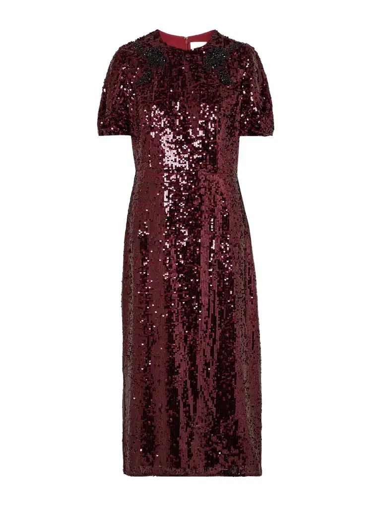 Erdem Embellished Sequined Georgette Midi Dress