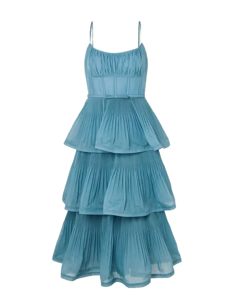 Zimmermann Tiered Pleated Voile Midi Dress