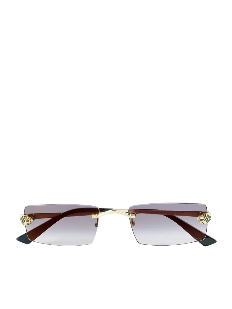 Cartier Eyewear Panthère de Cartier Rectangular-Frame Rimless Gold-Tone Sunglasses - Men