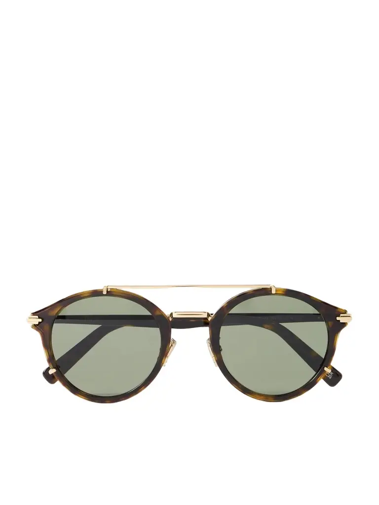 DIOR Eyewear DiorBlackSuit R7U Tortoiseshell Acetate and Gold-Tone Round-Frame Sunglasses - Men