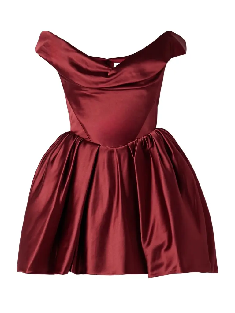 Vivienne Westwood Bagatelle Off-the-shoulder Gathered Duchesse-satin Mini Dress
