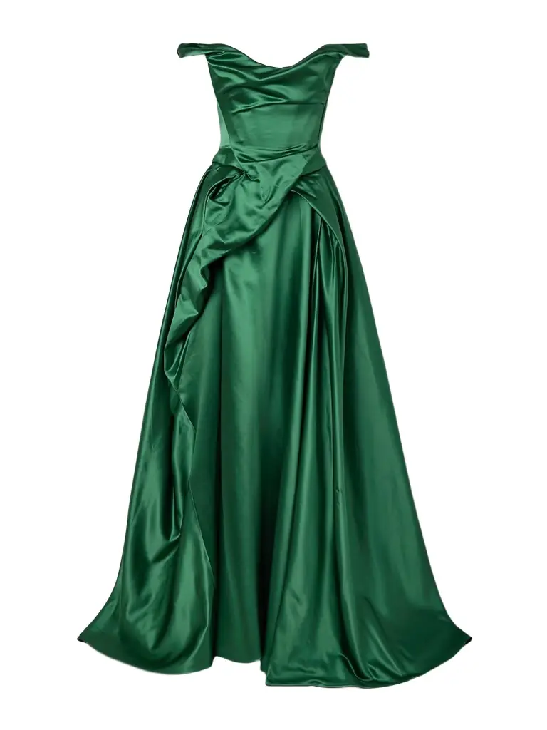 Vivienne Westwood Tabitha Off-the-shoulder Draped Duchesse Silk-satin Gown