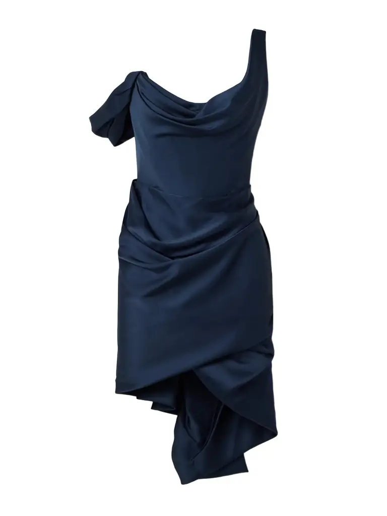 Vivienne Westwood Zora Asymmetric Off-the-shoulder Draped Satin-crepe Dress