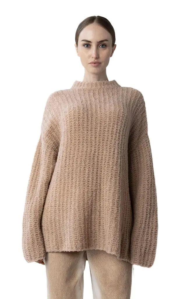 LAPOINTE Plush Boucle Oversized Crew Neck