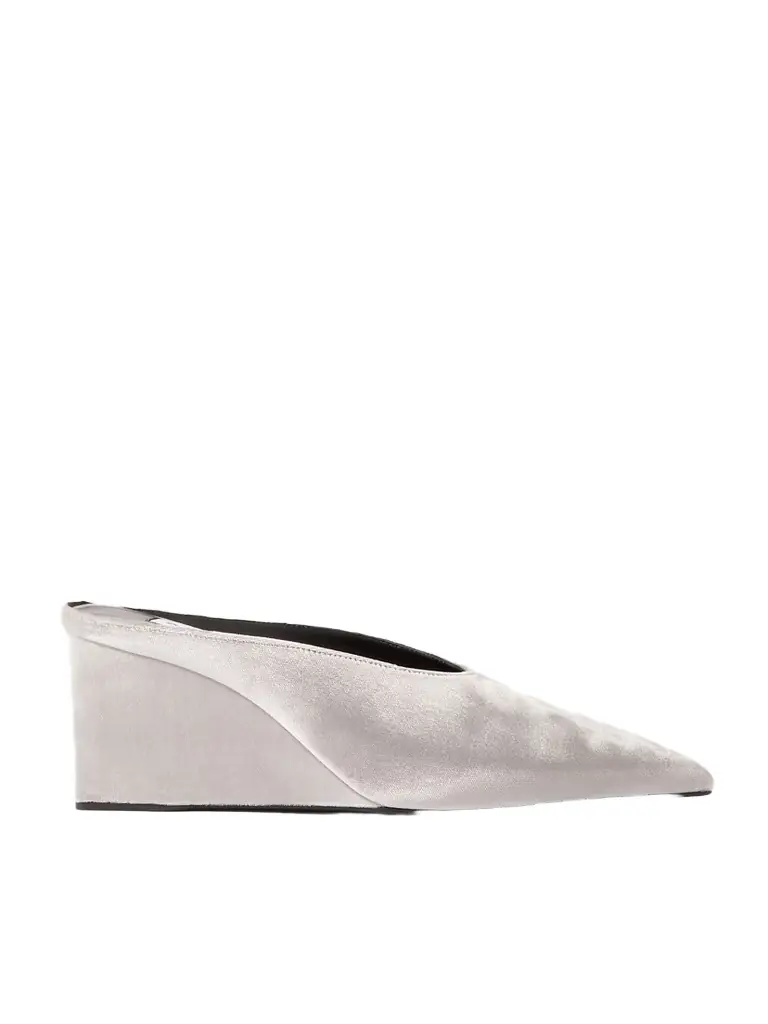 Alaïa 75 Velvet Wedge Mules