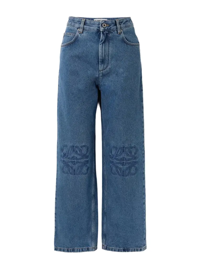 Loewe Anagram Embroidered High-rise Straight-leg Jeans