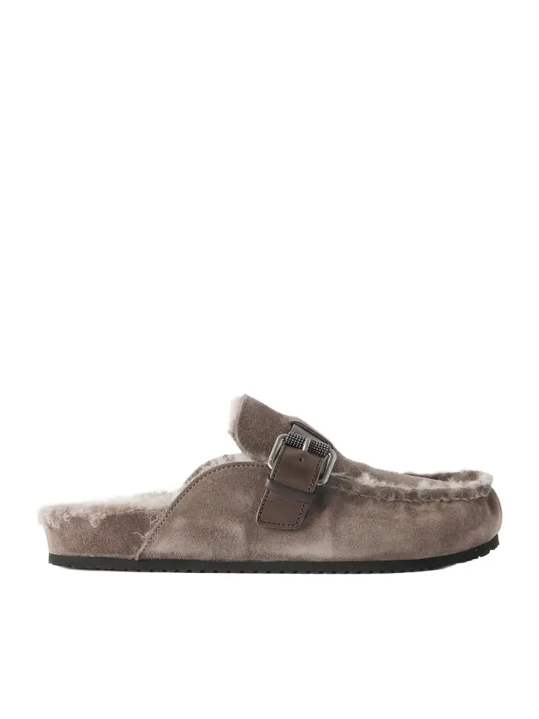 Brunello Cucinelli Buckled Shearling Slip-ons