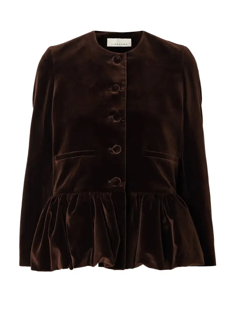 LIBEROWE Cotton-velvet Peplum Jacket