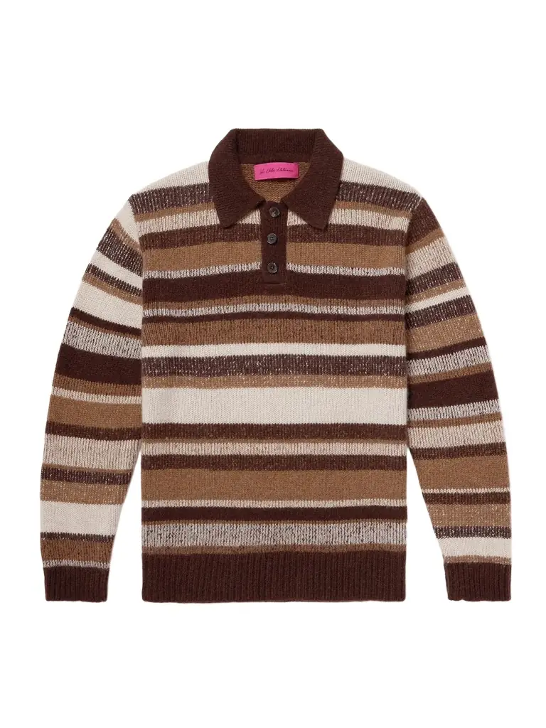 The Elder Statesman Striped Cashmere Polo Shirt - Men
