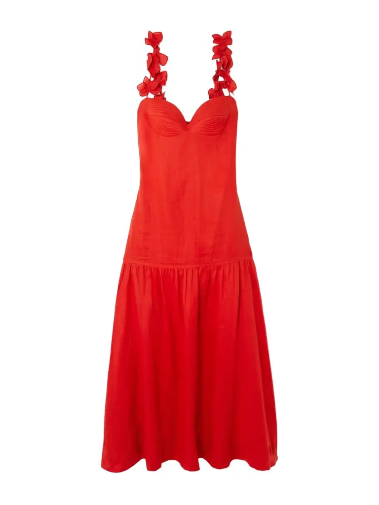 ANDRES OTALORA Ser Arte Appliquéd Linen Maxi Dress