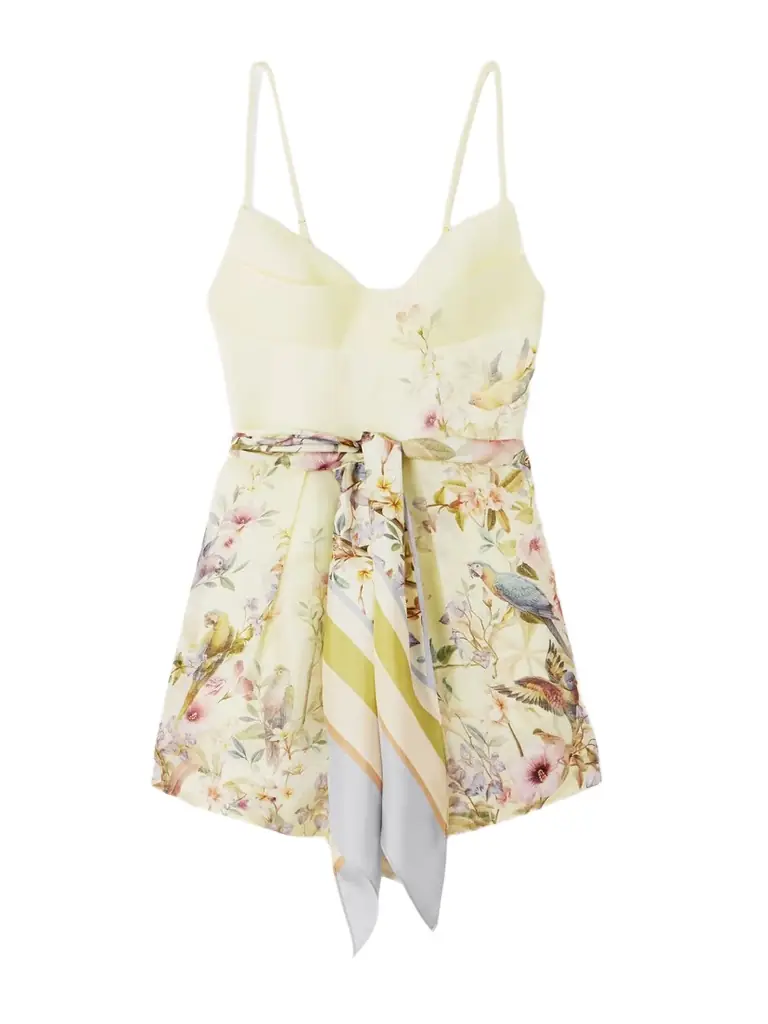 Zimmermann Rebellion Printed Linen And Silk-blend Playsuit