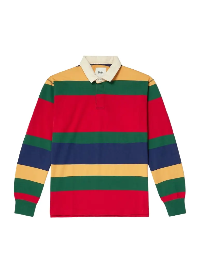 Drake's HIM Twill-Trimmed Striped Cotton-Jersey Polo Shirt - Men