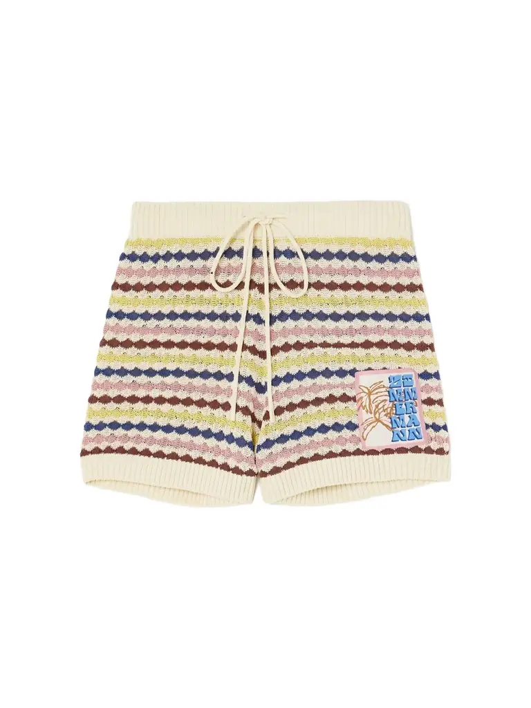 Zimmermann Awaken Appliquéd Striped Cotton-blend Shorts
