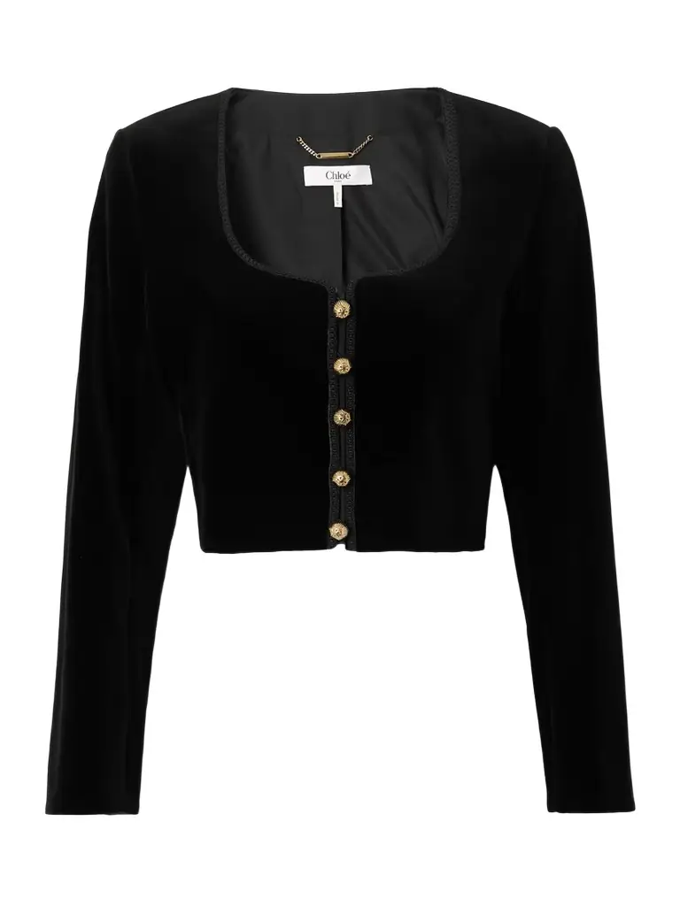 Chloé Cropped Cotton-velvet Jacket