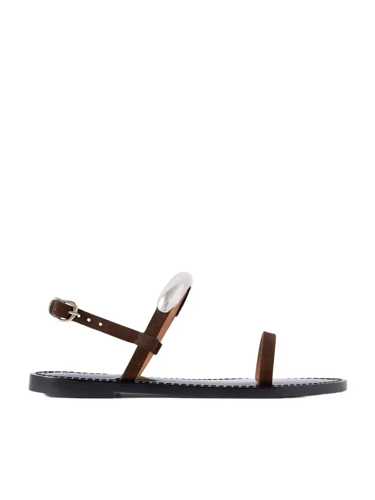 AMANU The Ghana Embellished Leather Slingback Sandals
