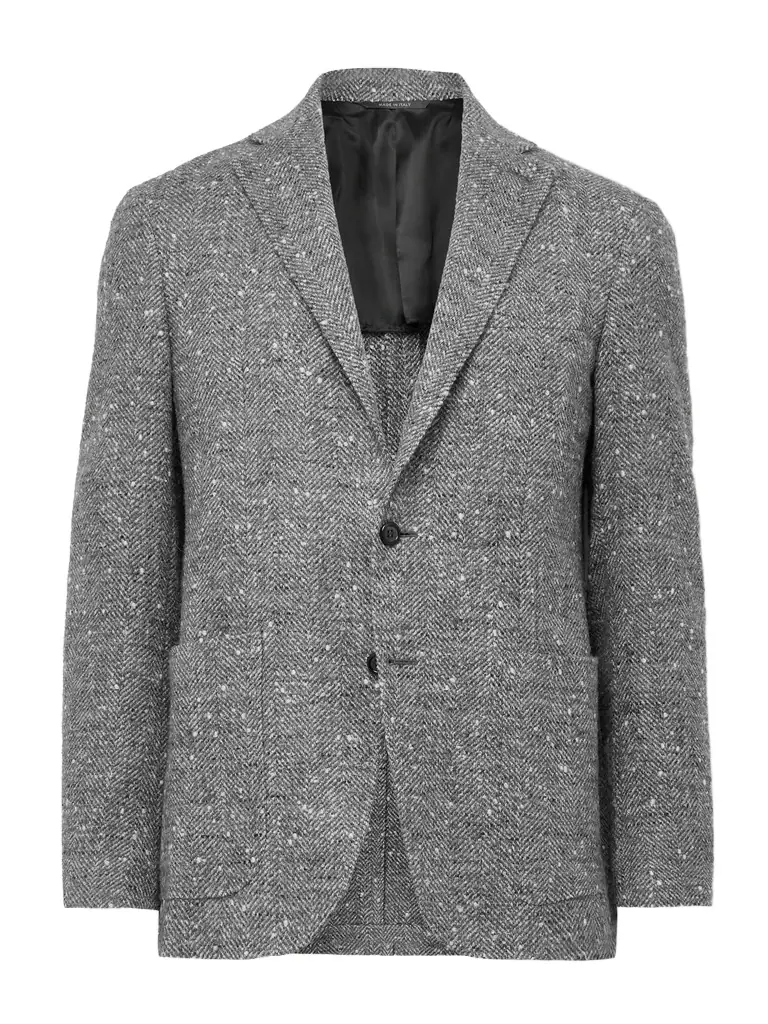Canali Kei Herringbone Wool-Blend Blazer - Men