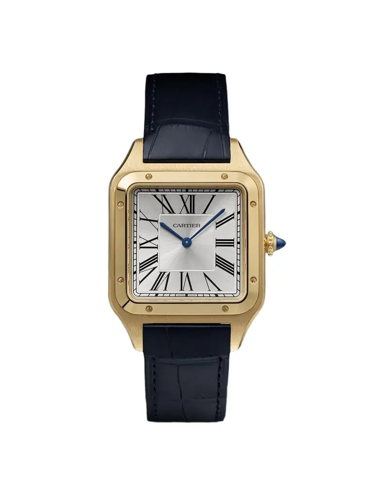 Cartier Santos-Dumont Extra-Large Hand-Wound 46.6mm 18-Karat Gold and Alligator Watch, Ref. No. CRWGSA0108 - Men