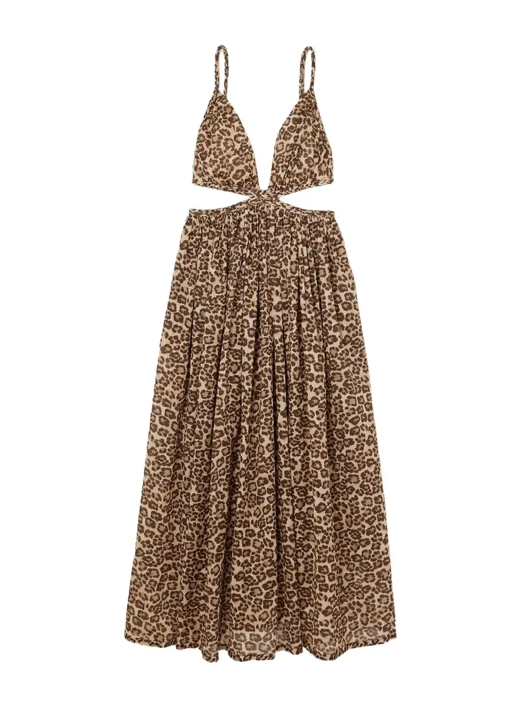Zimmermann Wanderlust Cutout Leopard-print Cotton-voile Maxi Dress