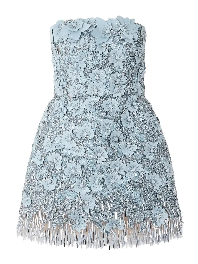 Oscar de la Renta Embellished Raffia Mini Dress