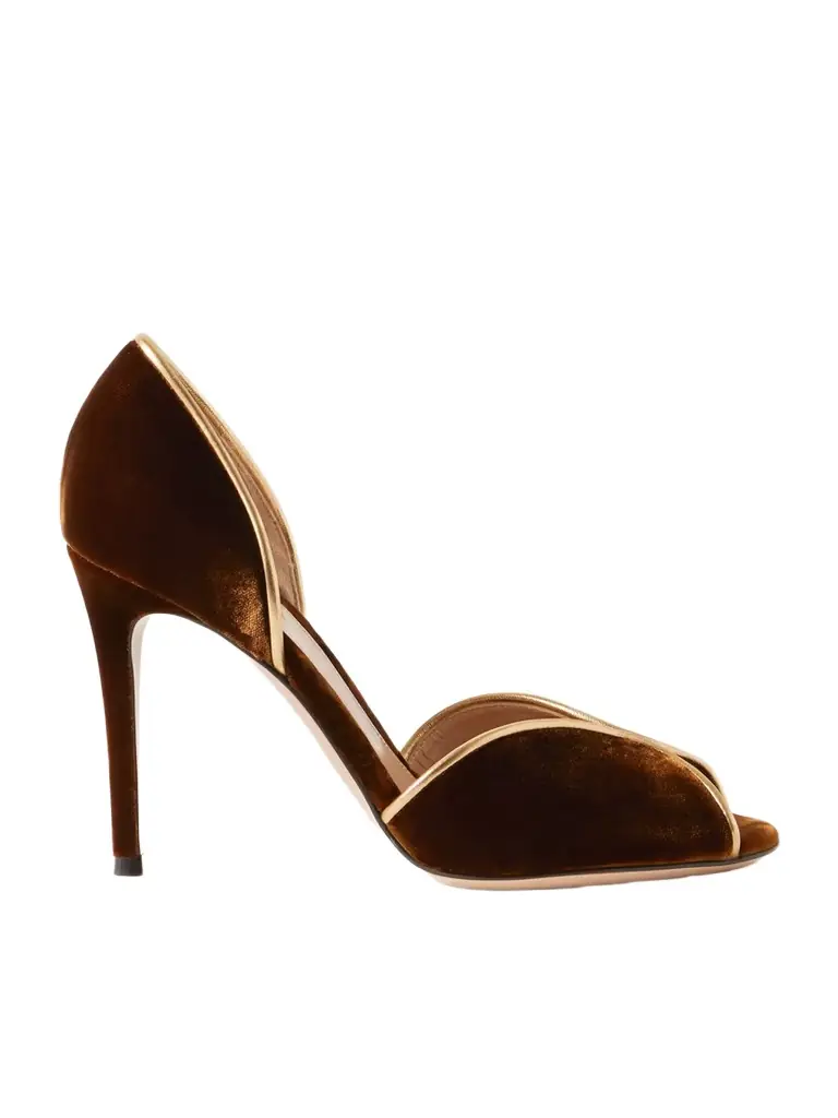 Gianvito Rossi 95 Metallic Leather-trimmed Velvet Pumps