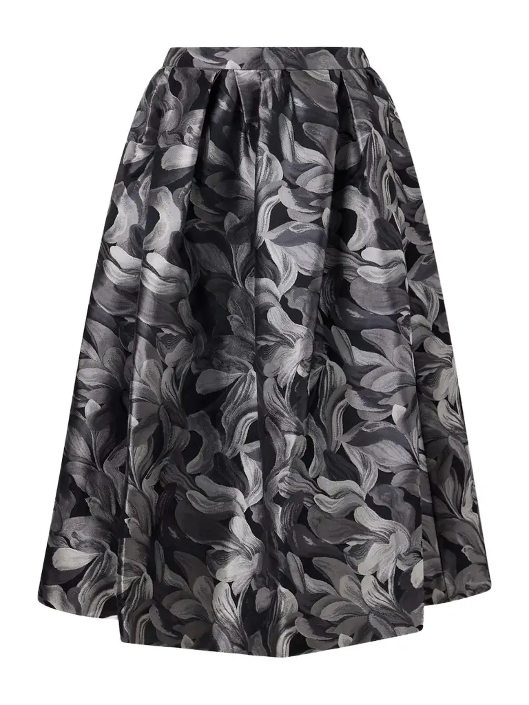 Dries Van Noten Pleated Brocade Midi Skirt