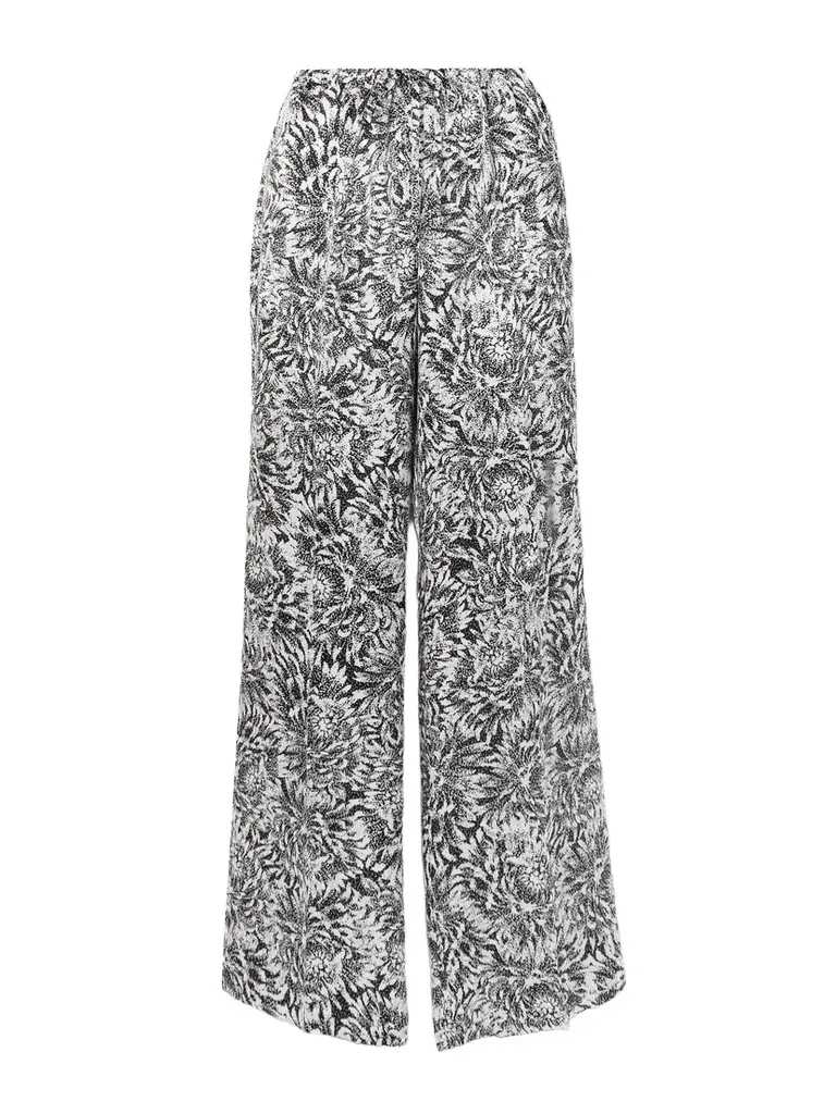 Dries Van Noten Pleated Printed Silk-satin Wide-leg Pants