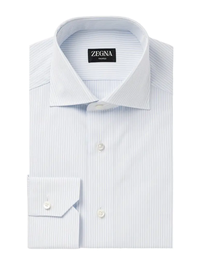 Zegna Cutaway-Collar Striped Trofeo™ Shirt - Men