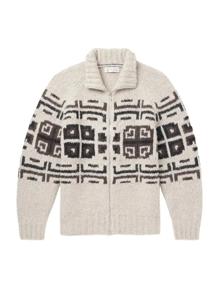 Brunello Cucinelli Intarsia-Knit Alpaca-Blend Cardigan - Men