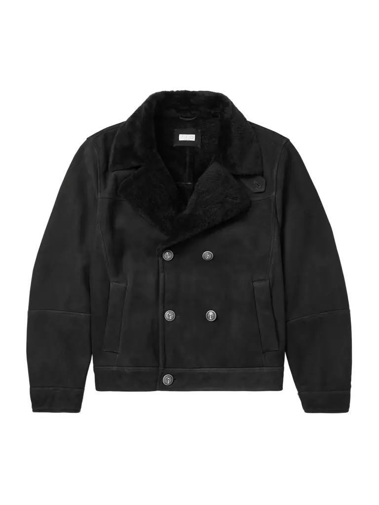 Brunello Cucinelli Double-Breasted Shearling Jacket - Men