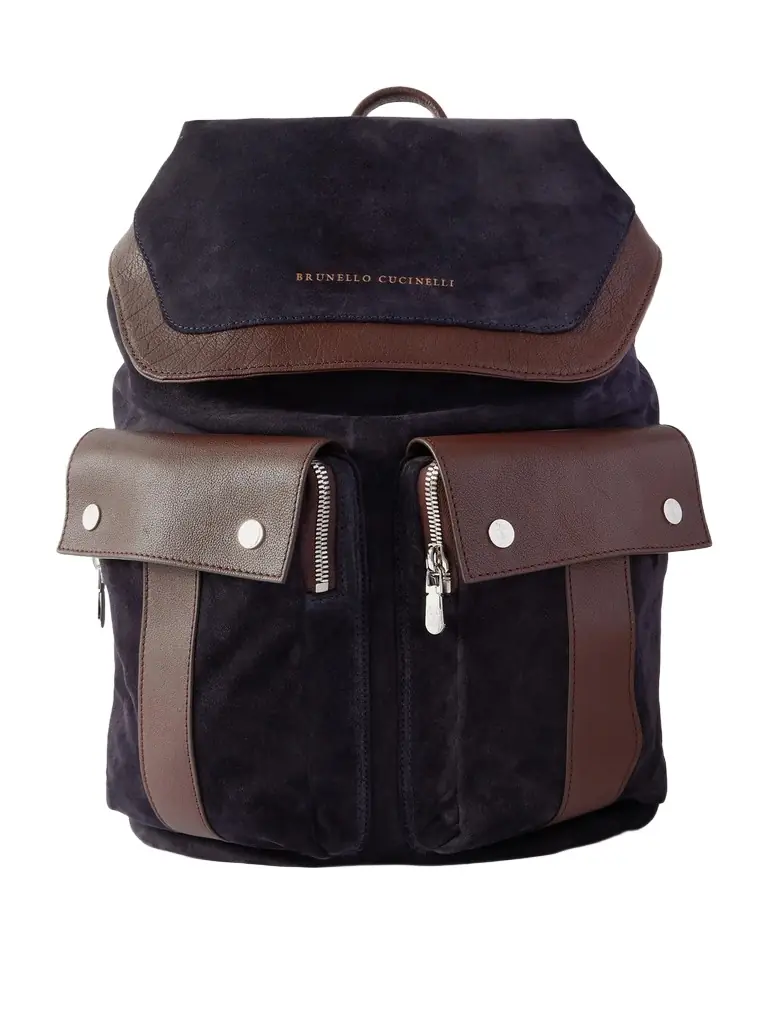 Brunello Cucinelli Leather-Trimmed Suede Backpack - Men