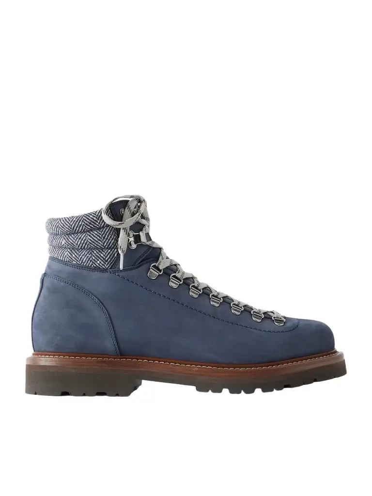 Brunello Cucinelli Flannel-Trimmed Nubuck Boots - Men - Women's Shoes