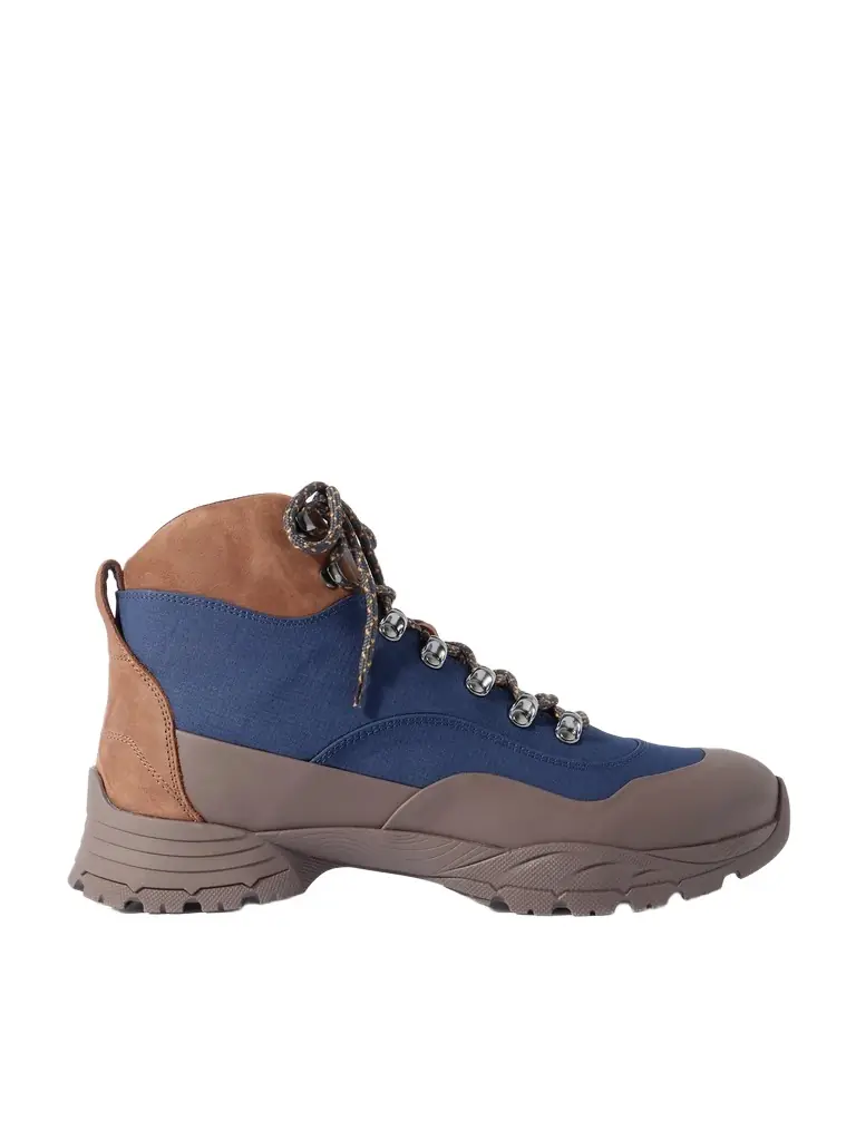 Brunello Cucinelli Rubber and Suede-Trimmed Ripstop Lace-Up Boots - Men