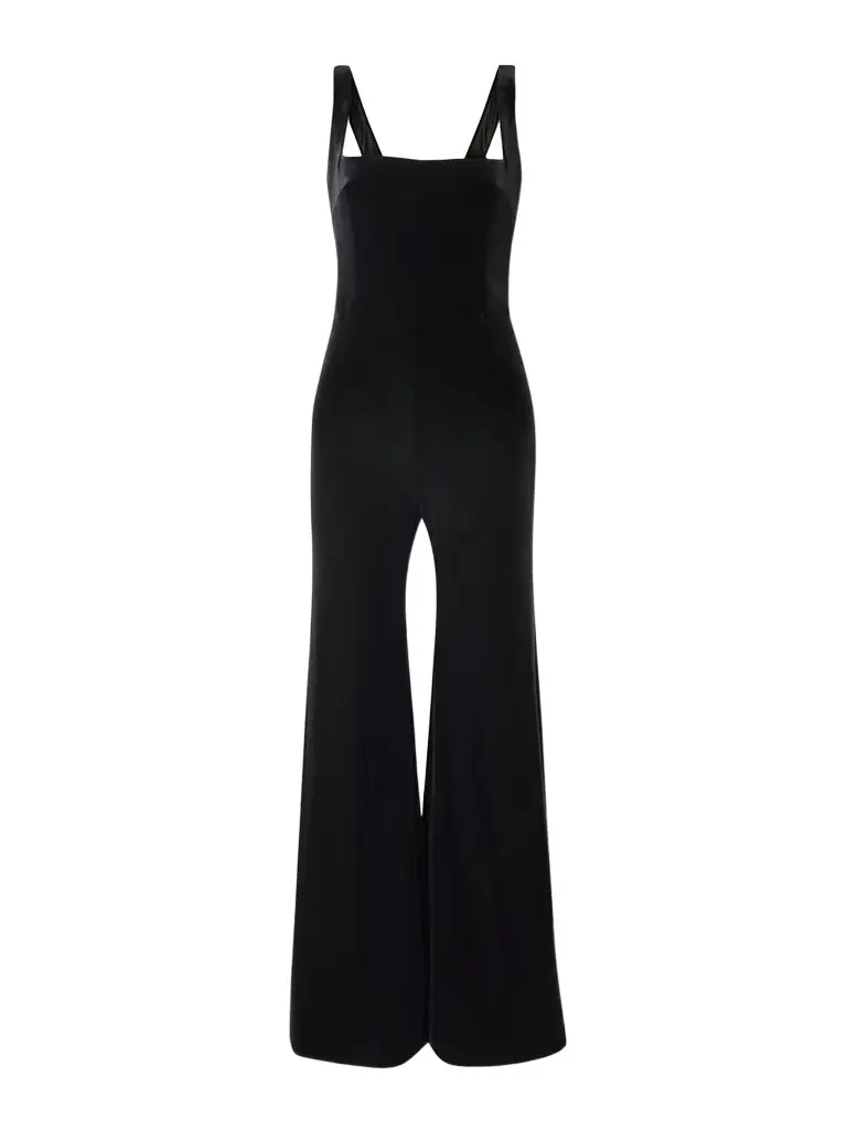 Galvan Vesper Satin-trimmed Velvet Jumpsuit