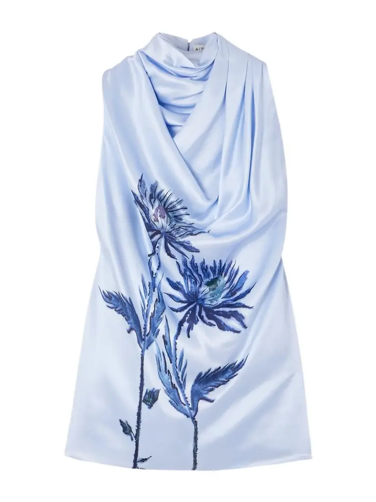 Altuzarra Sleary Draped Floral-print Silk-satin Top