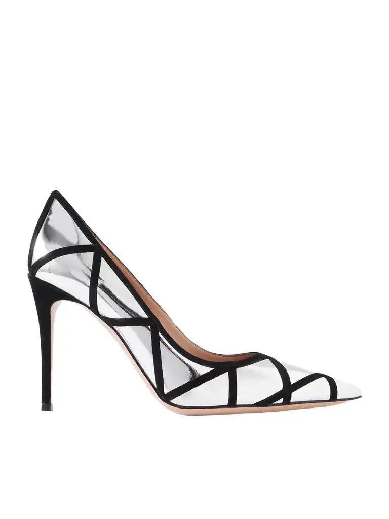 Gianvito Rossi 95 Suede-trimmed Mirrored-leather Pumps