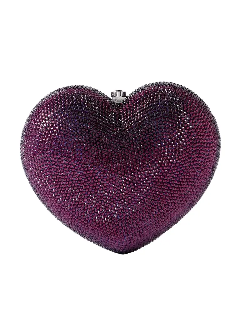 Judith Leiber Couture Petit Coeur Crystal-embellished Silver-tone Clutch